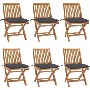 OMAXI Skládací zahradní židle s poduškami 6 ks masivní teak 440599