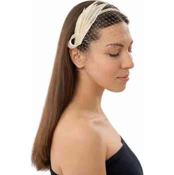 Brož Dámský fascinátor Seeberger se závojem - smetanový Velikost: Unisize (S-XL)