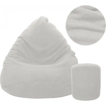 Sedací pytel JAKS Sedací pytel s podnožkou bíly Teddy