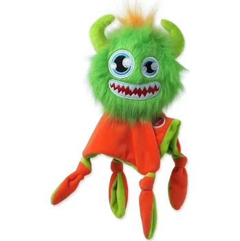 Hračka Dog Fantasy Monsters strašidlo pískací chlupaté zelené s dečkou 28 cm