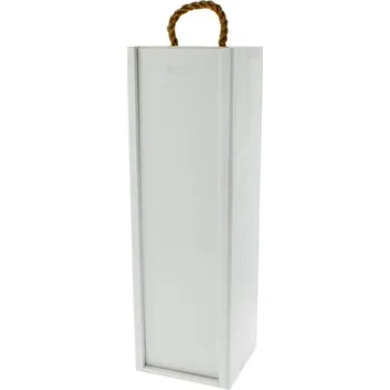 Stojan na víno Galanteriadrew Dřevěná dárková krabice na 1 víno – bílá s držákem