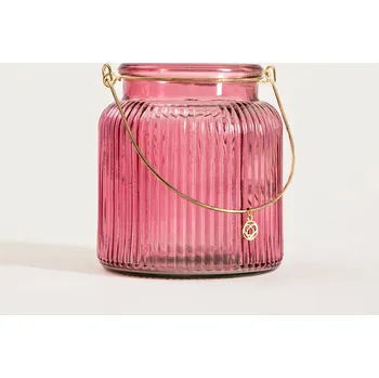 Lampička Lucerna | FIG | rýhovaná s visačkou růžová | 10x11 cm | 752971