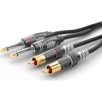 Audio kabel Sommer Cable HBA-62C2-0030 jack / cinch audio kabel [2x jack zástrčka 6,3 mm (mono) - 2x cinch zástrčka] 0.30 m černá