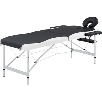 Masáž Skládací masážní stůl se 2 zónami hliník černý a bílý - 8720286001264
