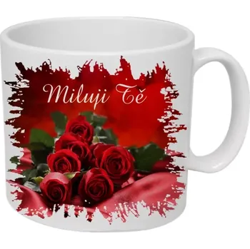 Dekorativní polštářek Moon River Miluji tě a růže hrnek obsah 330 ml ( Svatý Valentýn)