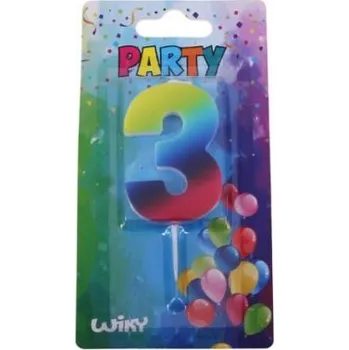 Dortová svíčka Párty svíčka číslo 3 Duha / W008546