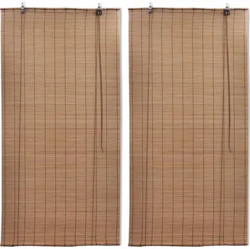 Roleta Zatemňovací rolety z bambusu 2 ks 100 x 160 cm hnědé - 8720286173626