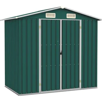 Zahradní domek Zahradní přístřešek zelený 205 x 129 x 183 cm pozinkovaná ocel - 8719883811475