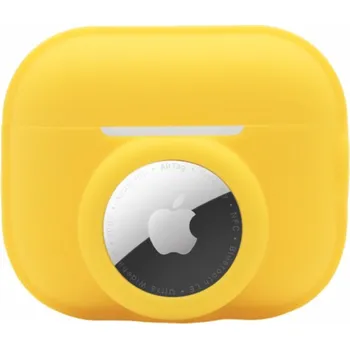 Pouzdro na mobilní telefon 2v1 silikonový ochranný obal pro AirPods Pro 2 / AirTag - žlutý