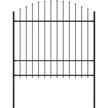 Plot Zahradní plot s kopím nahoře ocelový 181 x 175 cm černý - 8719883587103