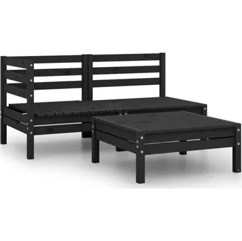 Zahradní sestava 3dílná zahradní sedací souprava masivní borovice černá - 8720286659151