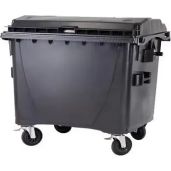 Popelnice PLASTOVÝ KONTEJNER 1100 L NÁDOBA NA ODPAD ČERNÁ S PLOCHÝM VÍKEM