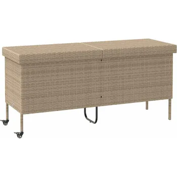 Zahradní úložný box Zahradní úložný box s kolečky béžová 160x55x75 cm polyratan - 8721158648501