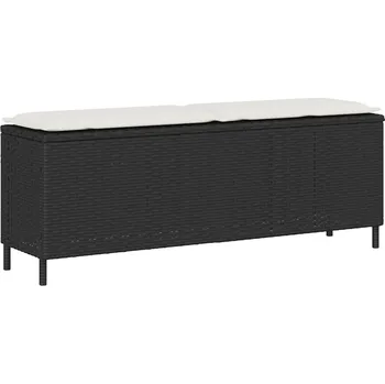 Zahradní pohovka Zahradní lavice s poduškou černá 110x30x40,5 cm polyratan - 8721158655936