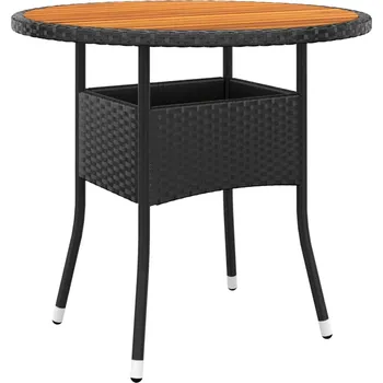 Zahradní stůl Zahradní stůl Ø 80 x 75 cm akáciové dřevo a polyratan černý - 8720286089859