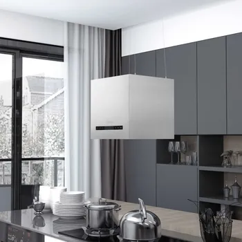 Digestoř Závěsná ostrůvková digestoř dotykový senzor LCD 37cm nerez ocel - 8719883684659