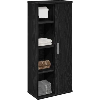 Koupelnový nábytek Koupelnová skříňka s držákem rolí černá 39 x 22 x 90 cm - 8721158574046