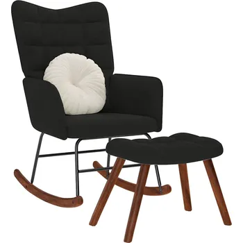 Křeslo Houpací křeslo s stoličkou černé sametové - 8721158362742