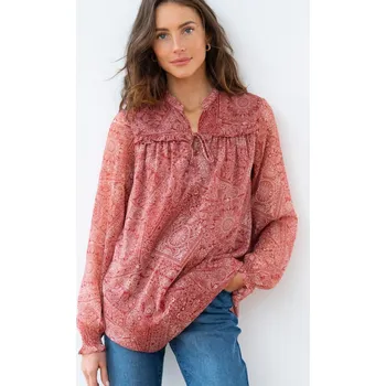 Dámská halenka Voálová halenka s potiskem terakota 38