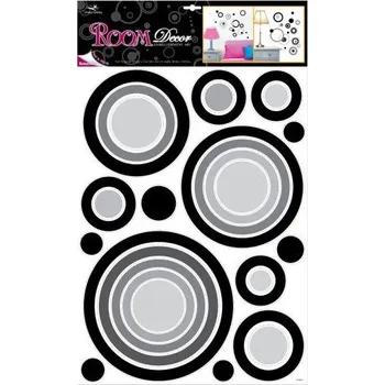 Samolepící dekorace Samolepky pokoj. dekorace kruhy černé, 70x42 cm /1056/