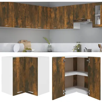 Kuchyňská skříňka Závěsná rohová skříňka "Lyon" kouřový dub 57x57x60 cm, konstrukční dřevo - 8720286954904