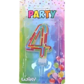 Dortová svíčka Párty svíčka číslo 4 Čárky (W017550)