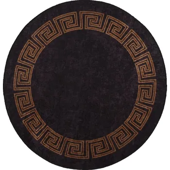 Koberec Koberec pratelný ⌀ 120 cm černý a zlatý protiskluzový - 8720286653678