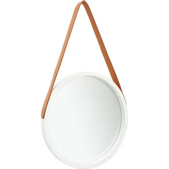 Zrcadlo Nástěnné zrcadlo s popruhem 40 cm bílé - 8720286009789
