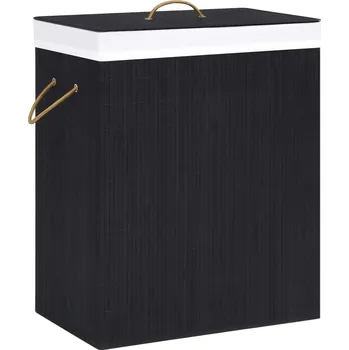 Koš na prádlo Bambusový koš na prádlo s jednou přihrádkou černý 83 l - 8720286010792