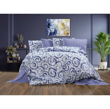 Povlečení Bavlněné povlečení Spirála modrá 140x200 cm, 70x90 cm