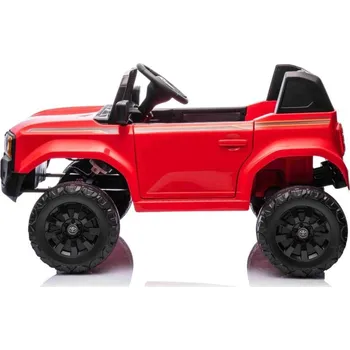 Dětské elektrovozidlo Beneo Elektrické autíčko Toyota Landcruiser 12V, červené, široké jednomístné sedátko, 2,4 GHz dálkové ovládání, USB/AUX Vstup, Bluetooth, Odpružení, Lithiová baterie, LED světla, 2 X 25W Motor, ORIGINÁL licence