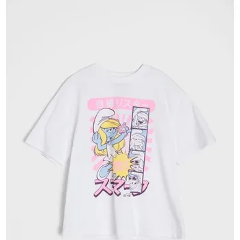 Dívčí spodní prádlo Sinsay - Bavlněná košilka s potiskem The Smurfs - bílá - 750HB-00X - 750HB-00X-146