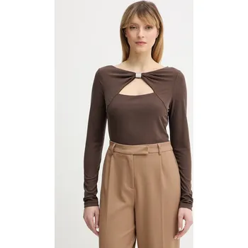 Pánské tričko Tričko s dlouhým rukávem Guess MILENA W6RP11.KAQL2 hnědá 89X, vel. L