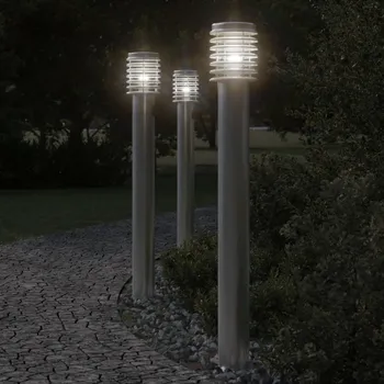 Venkovní osvětlení Venkovní stojací lampy 3 ks stříbrné 110 cm nerezová ocel - 8721102456299