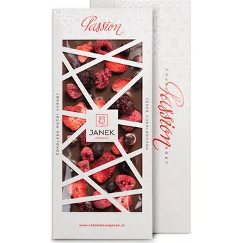 Čokoláda 41,3% mléčná čokoláda Passion s jahodami, malinami, ostružinami a rybízem