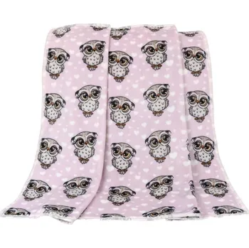Dětská deka ELLA dětská přikrývka sovička růžová - 75x100 cm