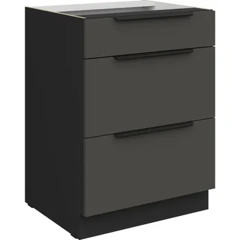 Kuchyňská skříňka Šuplíková skříňka LUNARA - šířka 60 cm, grafit / černá