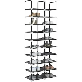 Botník Botníky 2 ks, 10 úrovní, černé, 33x33x174 cm, netkaná textilie - 8721158510129