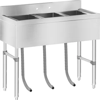 Příslušenství pro myčku Royal Catering Mycí stůl - 3 dřezy - 100 x 50 cm RCHS-5