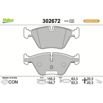 Brzdová destička Sada brzdových destiček, kotoučová brzda VALEO 302672