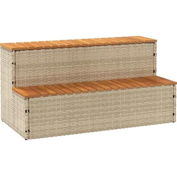 Obruby k vířivce béžová 100x50x50,5 cm polyratan a akáciové - 8721158645531