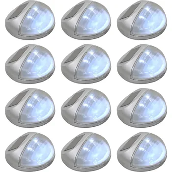 Venkovní osvětlení Zahradní nástěnné solární lampy LED 12 ks kulaté stříbrné - 8718475700111