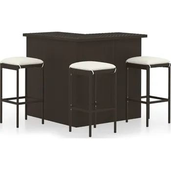 Zahradní nábytek 4dílný zahradní barový set s poduškami polyratan hnědý - 8720286291719