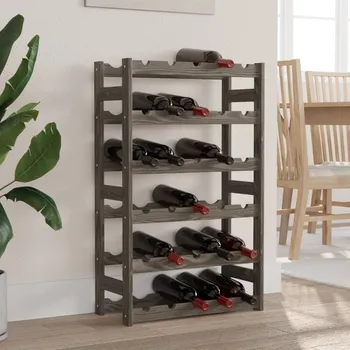 Stojan na víno Stojan na víno na 30 lahví šedý masivní borové dřevo - 8721012192911