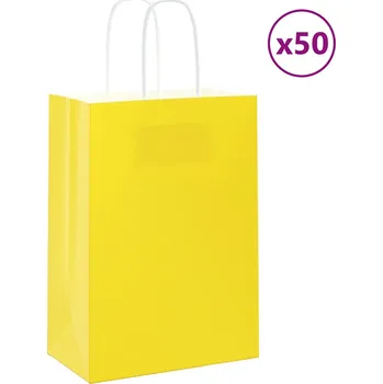 Dárková taška Papírové tašky 50 ks s uchy Žlutá 15x8x21 cm - 8721158517111