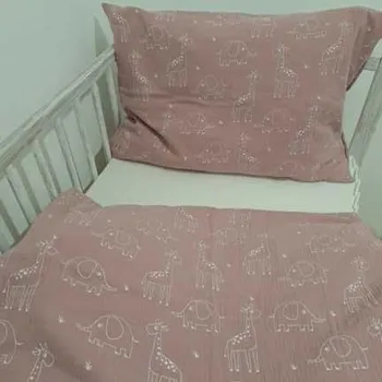 Povlečení Pro útulný domov Povlečení do postýlky Fauna starorůžová ROZMĚR: 40 x 60 + 90 x 120 cm