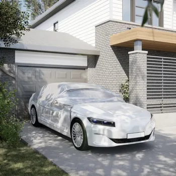 Plachta na motorové vozidlo Poloviční autopotah s háčky stříbrný M PEVA - 8721102647062