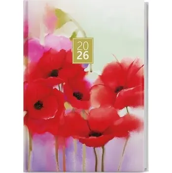 Diář BALOUŠEK TISK Diář týdenní - Prokop - Lamino - B6 - Máky 2026 / 16,5cm x 12cm / BTP9-7-26