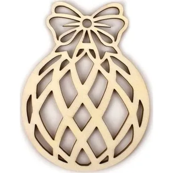 Vánoční dekorace Dřevěný výřez baňka mřížka, 7cm