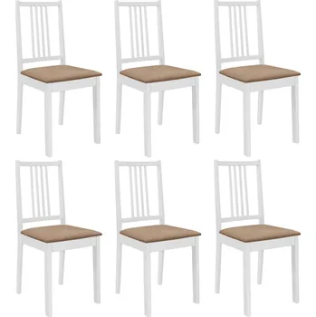 Jídelní židle Jídelní židle s poduškami 6 ks bílé masivní dřevo - 8719883608228